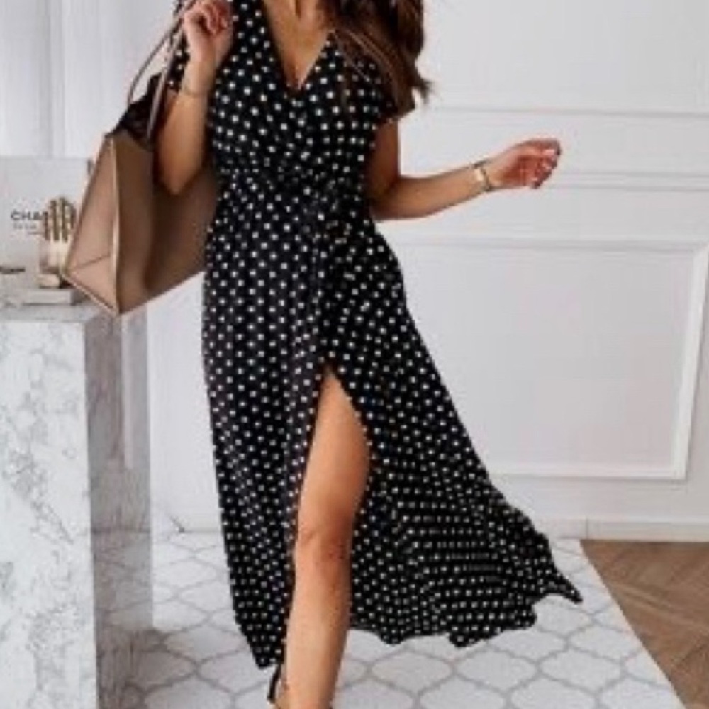 Polka dot wrap dress